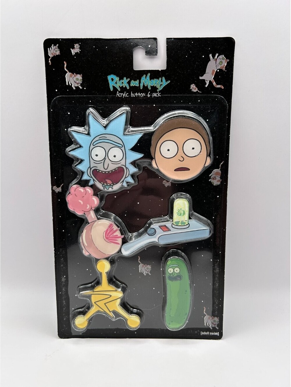 Rick and Morty Button Pin Set 6-Pack Pickle Rick Plumbus Adult Swim 2018